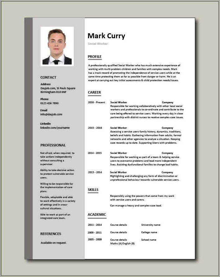 Free Resume Templates For Social Workers