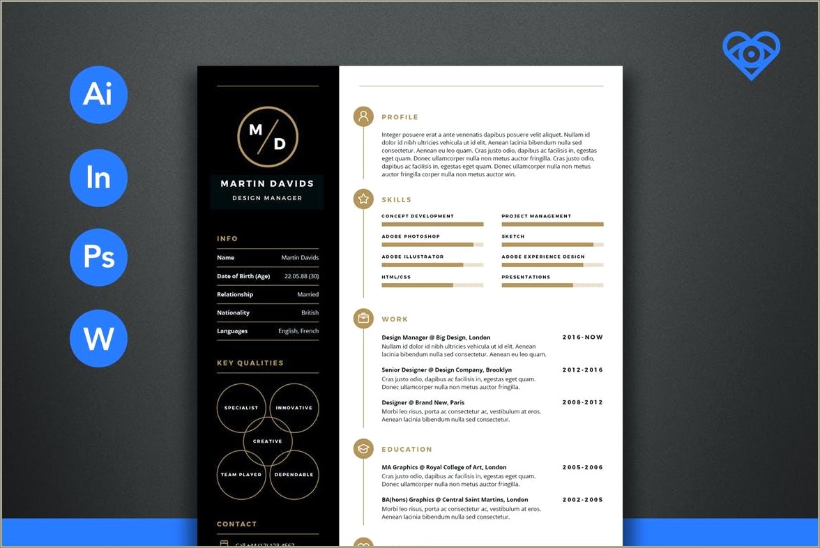 Free Resume Templates Photoshop For Artists