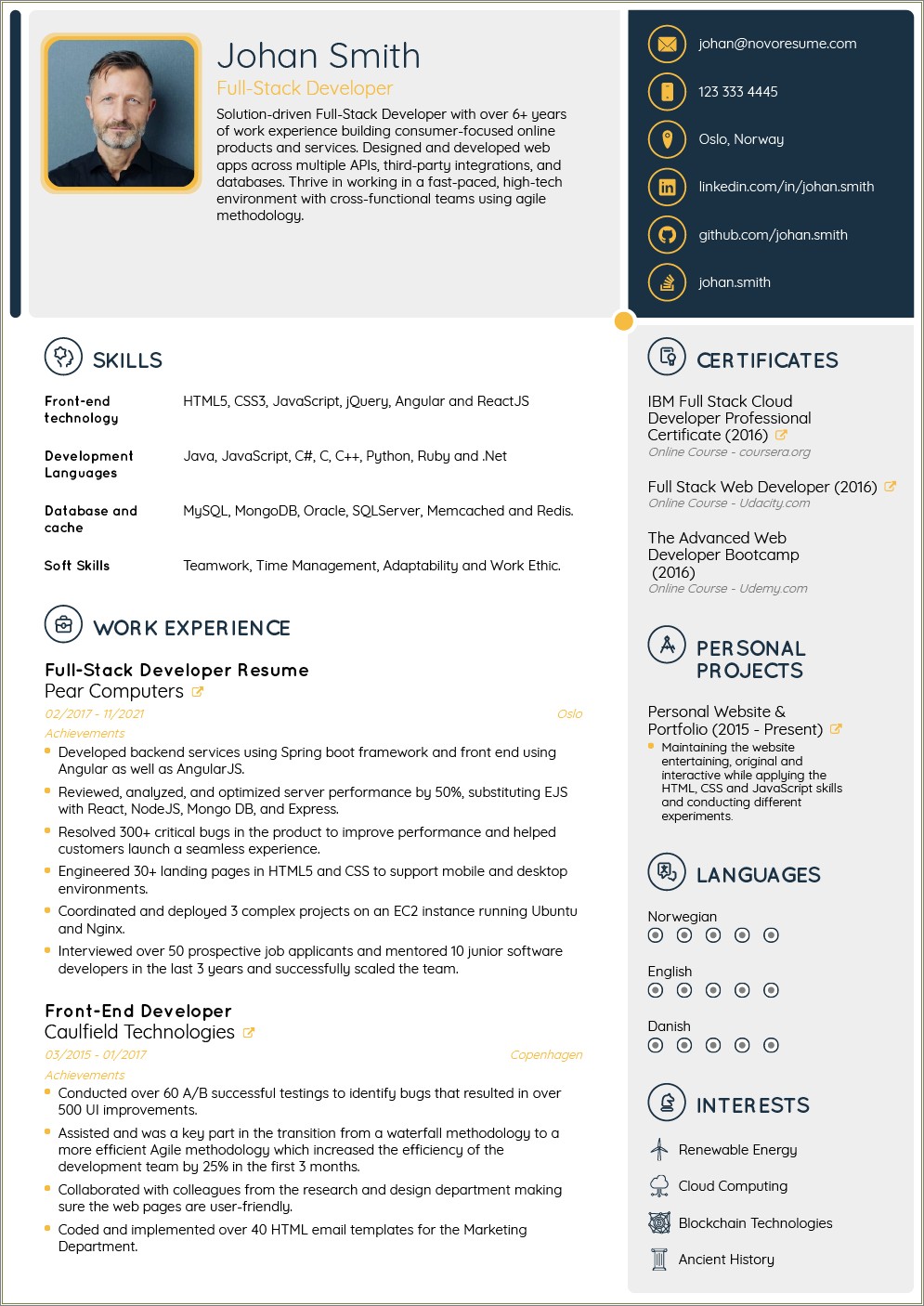 Free Resume Templates With Photo Professinal