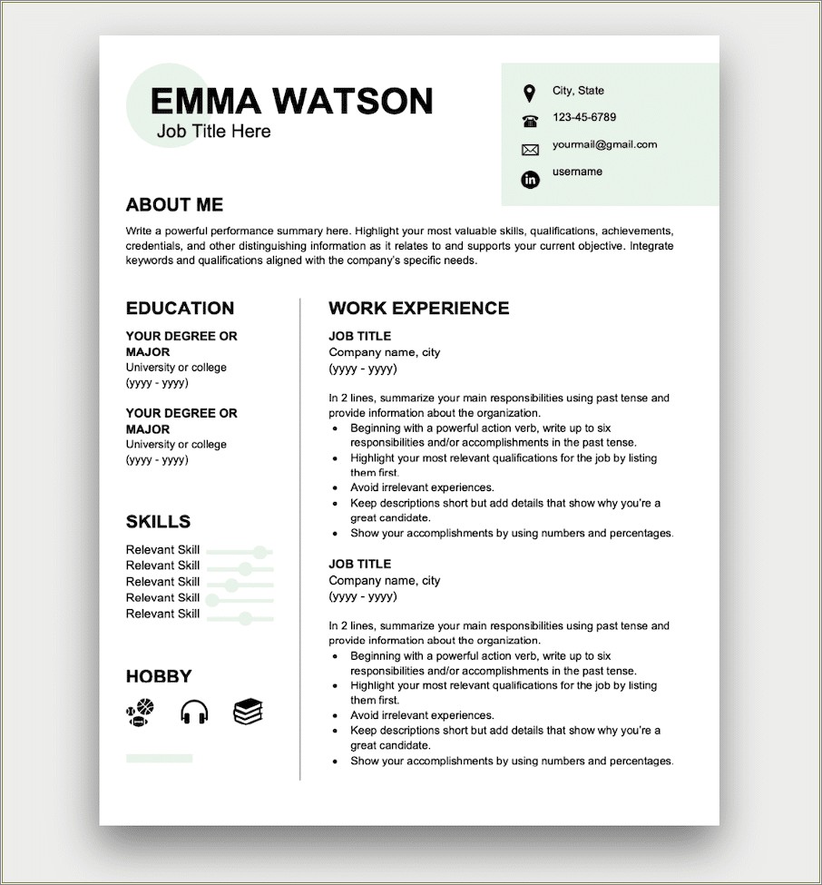 Free Resume Templates With Professional Summary