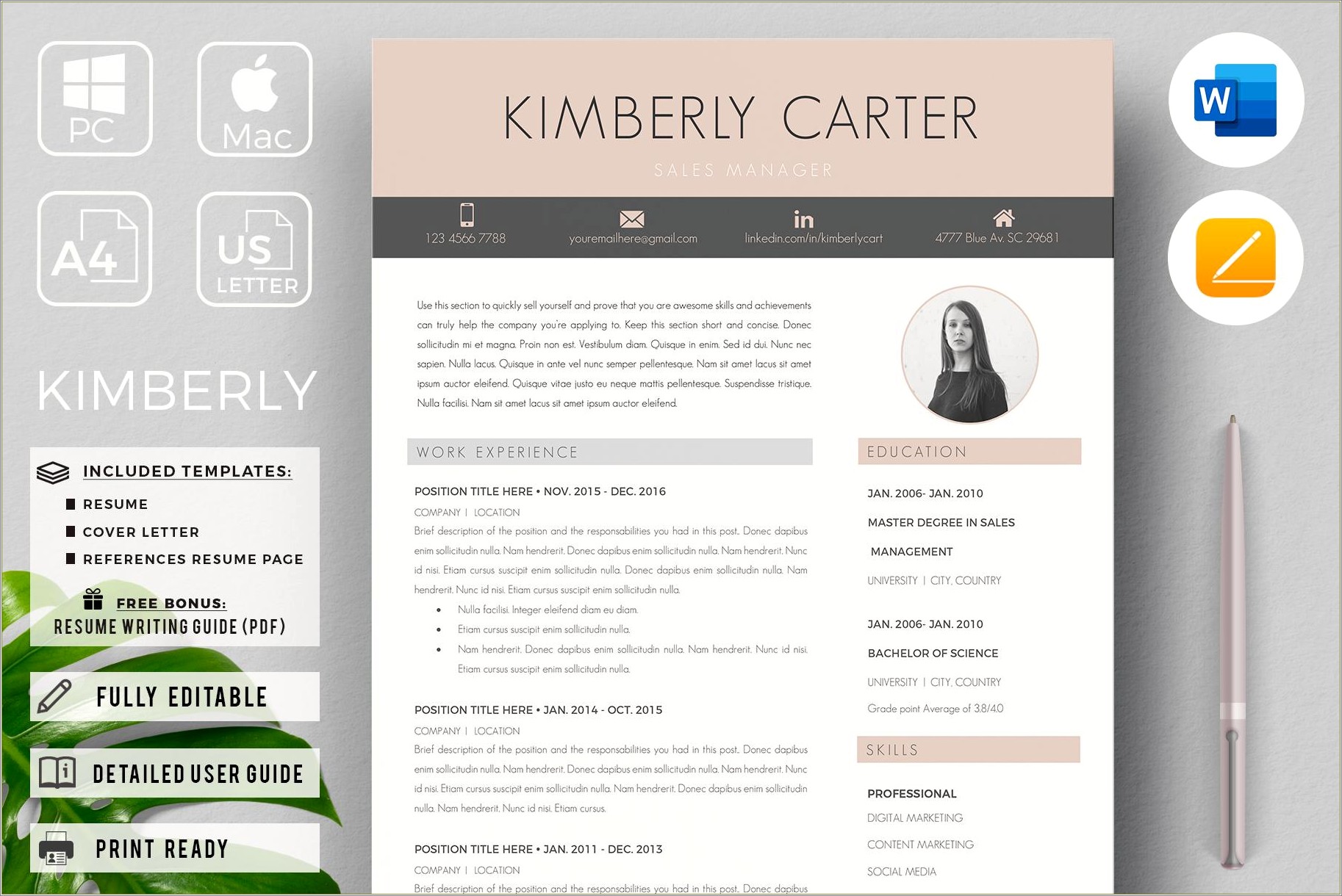Free Sales Resume Templates For Word