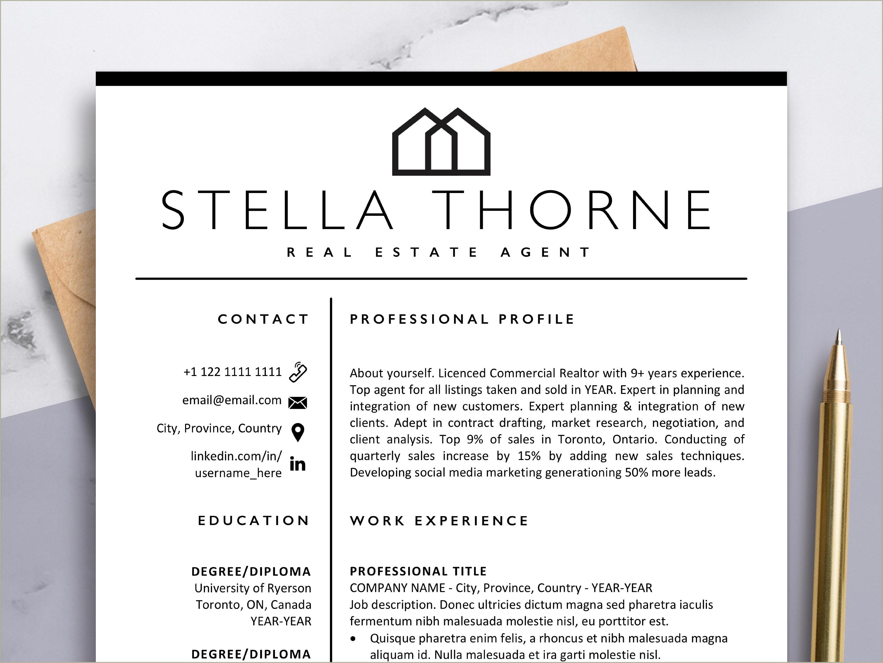 Free Sample Real Estate Agent Resume