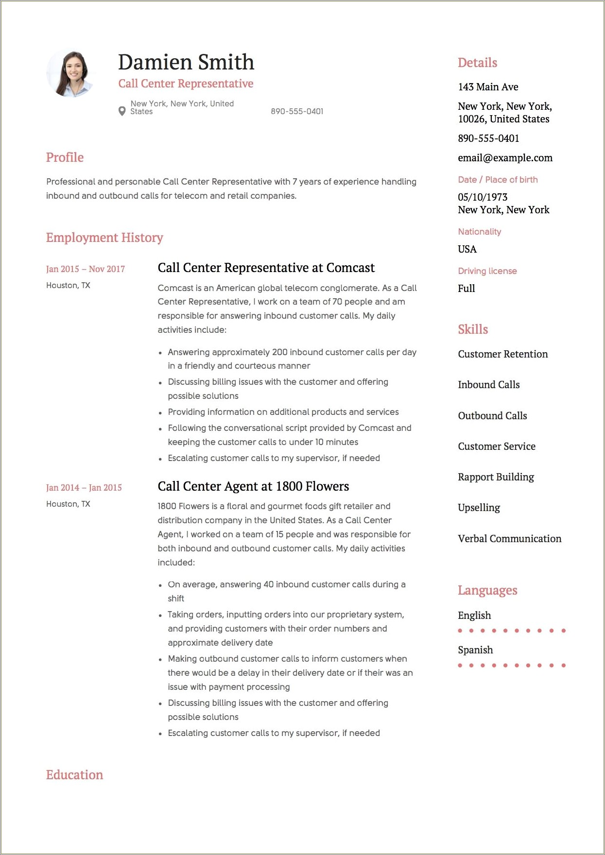 Free Sample Resume For Bpo Jobs