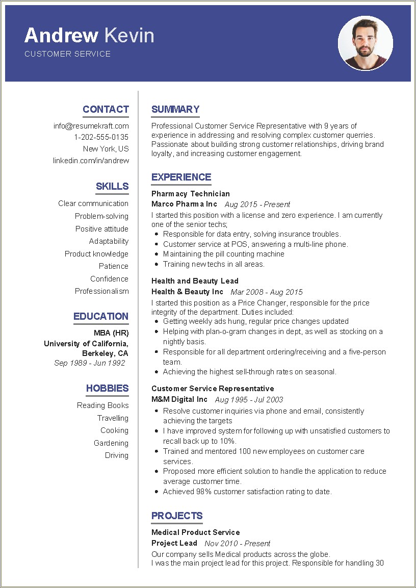 Free Sample Resume For Customer Care Executive