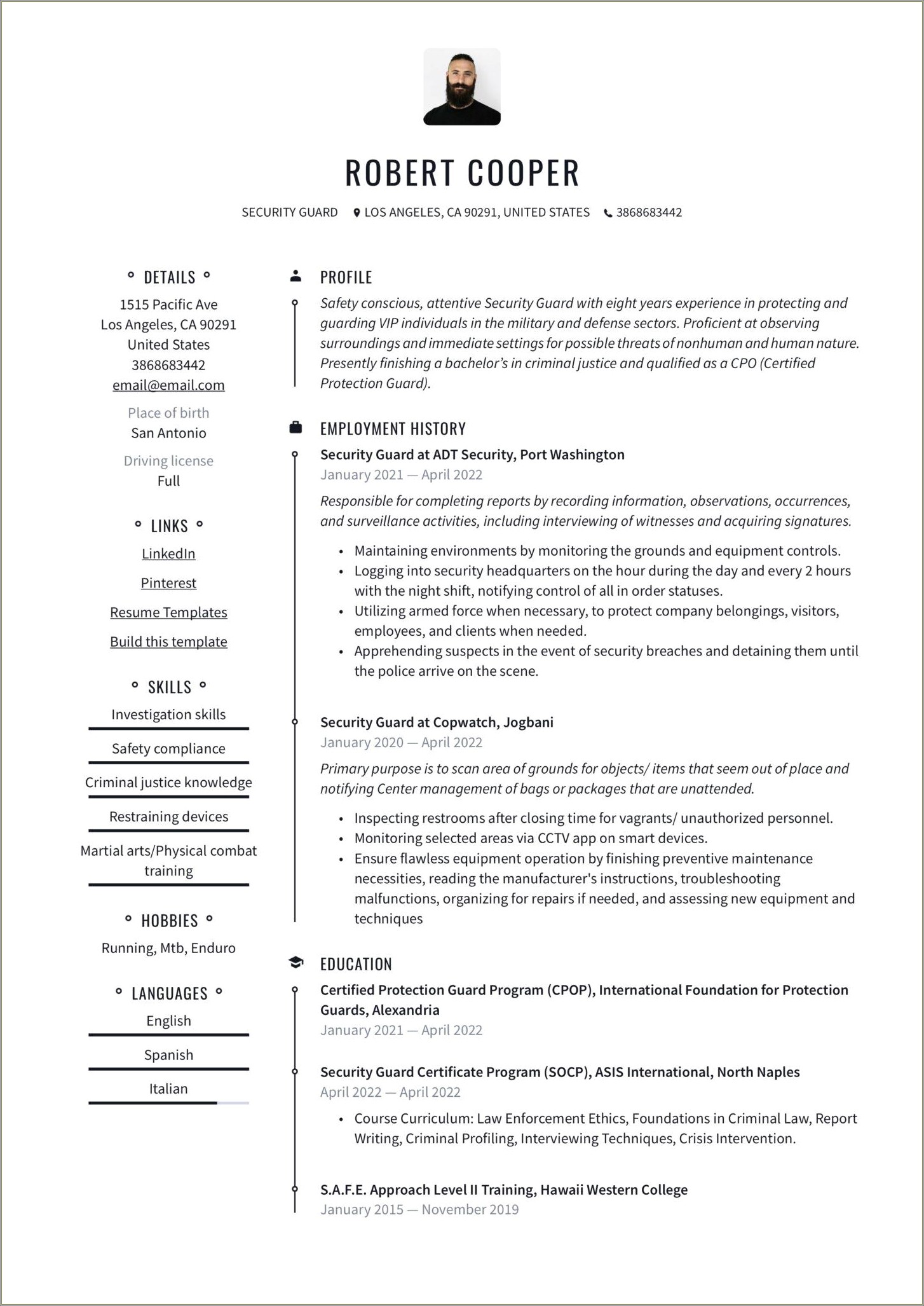 Free Sample Resume For Government Jobs