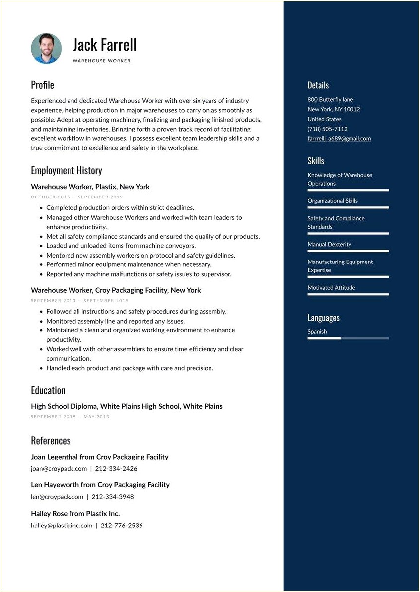 Free Sample Resume For Shipping And Receiving