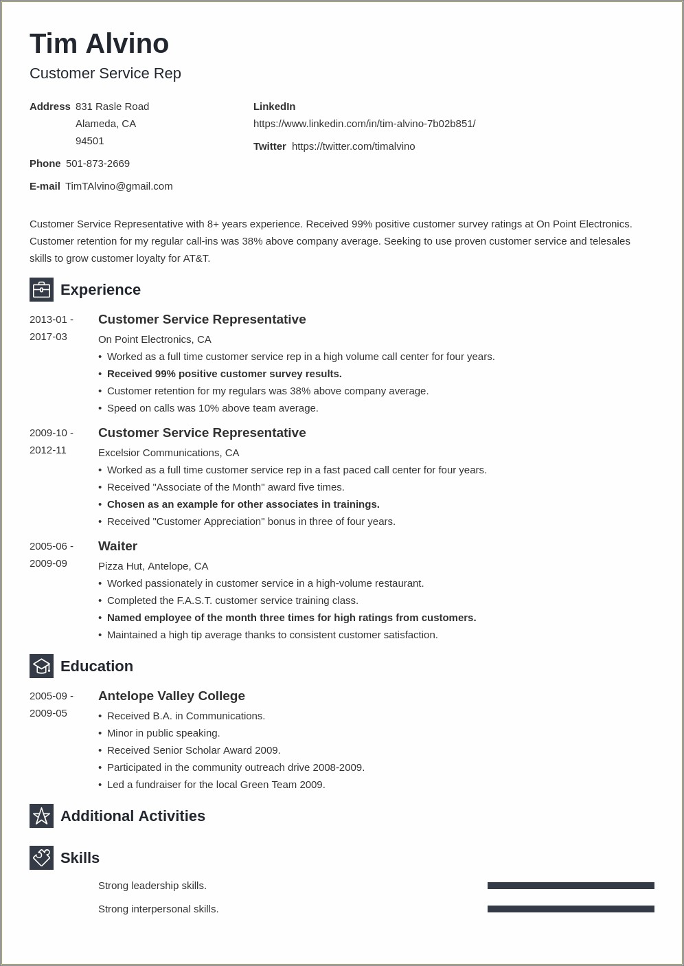 Free Sample Resume Objectives Customer Service