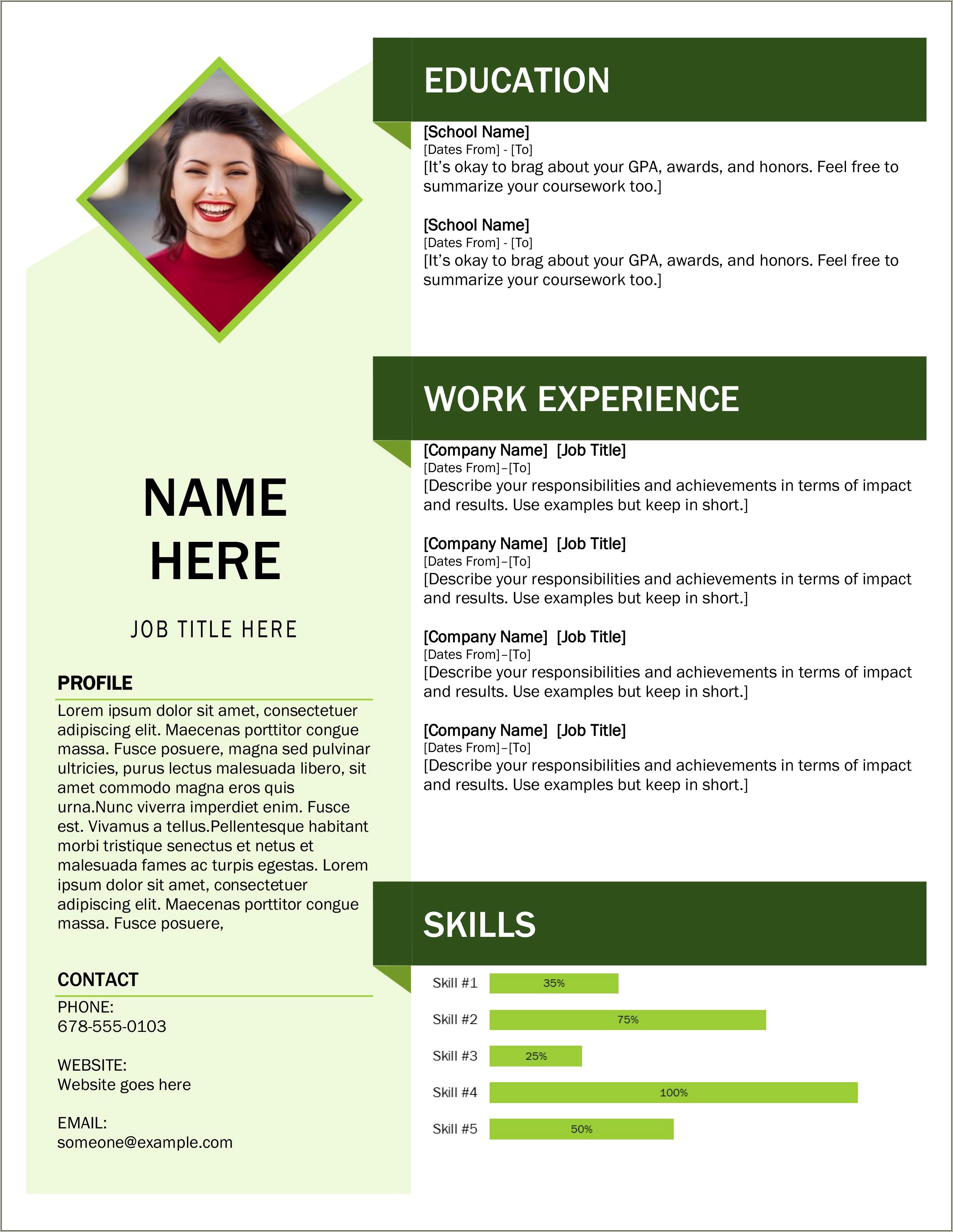 Free Simple Resume Samples From Microsoft