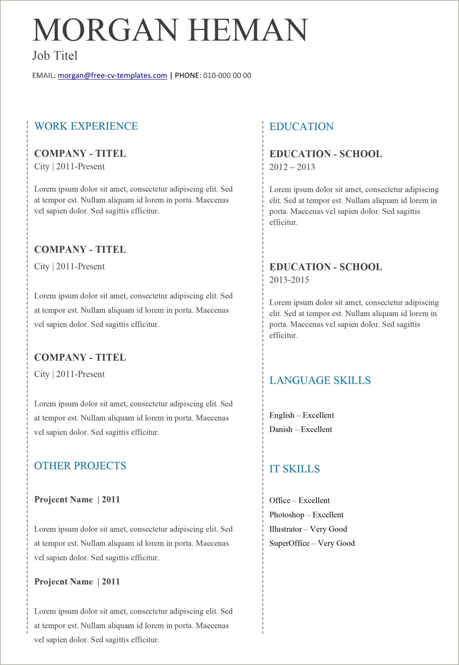 Free Simple Resume Template For Word
