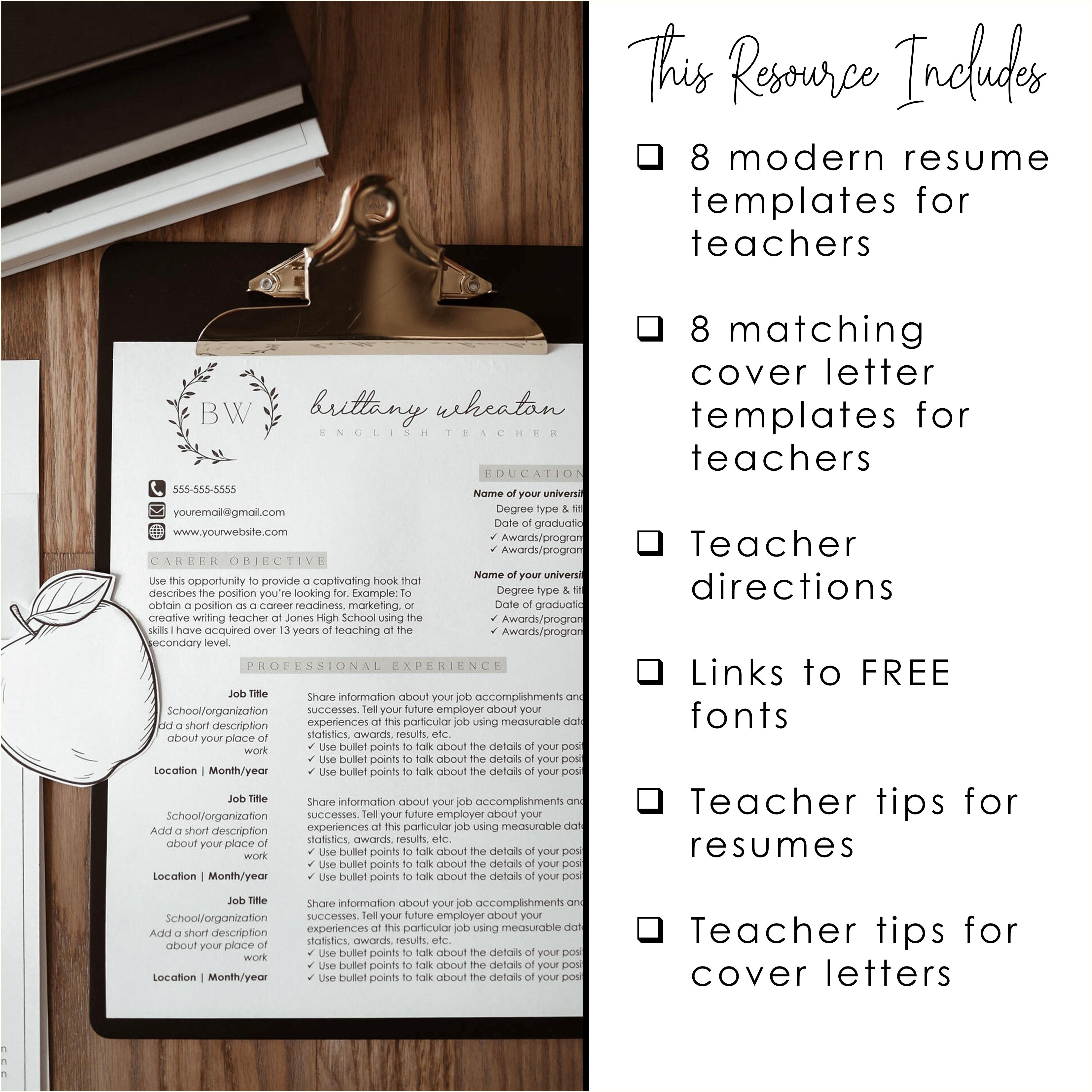 Free Teacher Resume Cover Letter Template