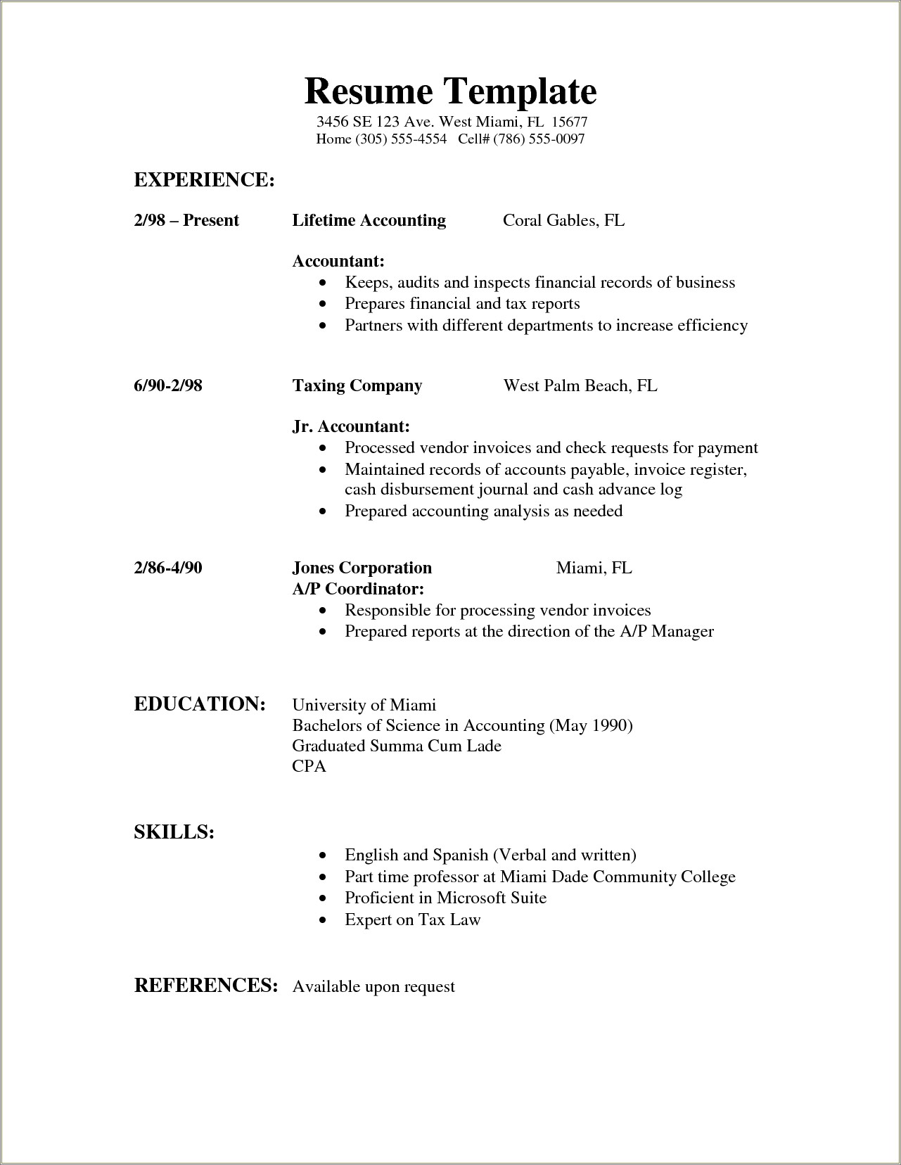 Free Template Resume Combination Skills Based Chronological