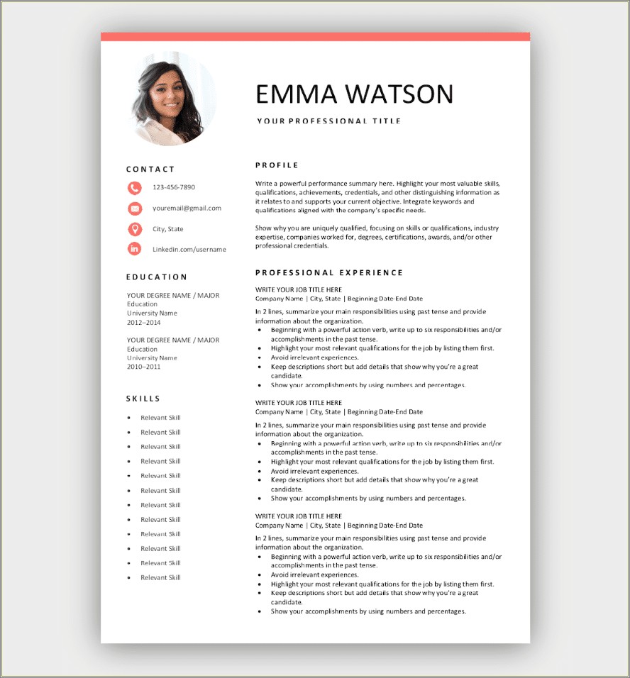 Free Templates To Download For Resume