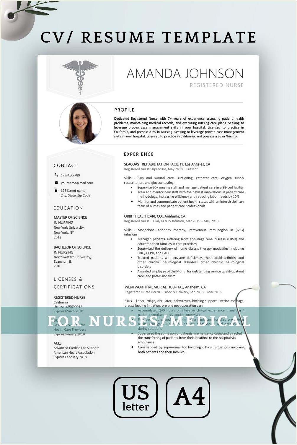 Free Word Template Download For Experienced Rn Resume