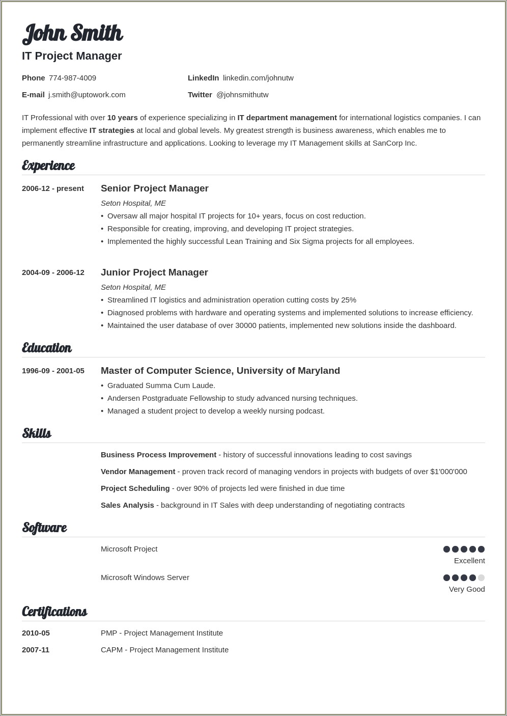 Free Words Document Resume Templates Download
