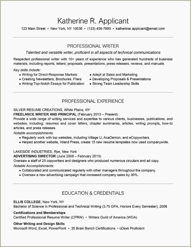 Freelance Artist Job Or Activity On Resume