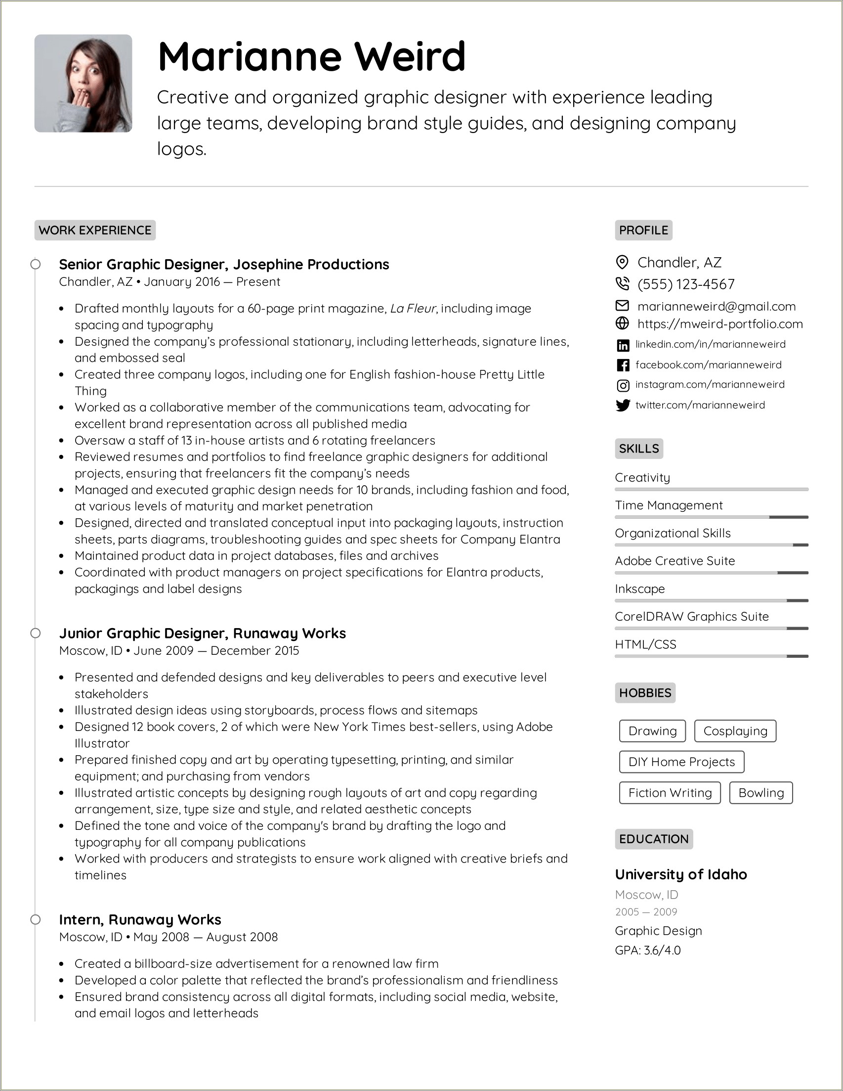 Freelance Graphic Design Job Description Resume