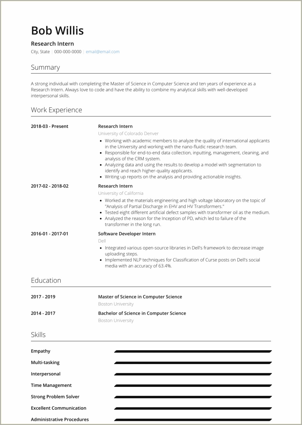 Fresh Computer Graduate Resume With No Experience