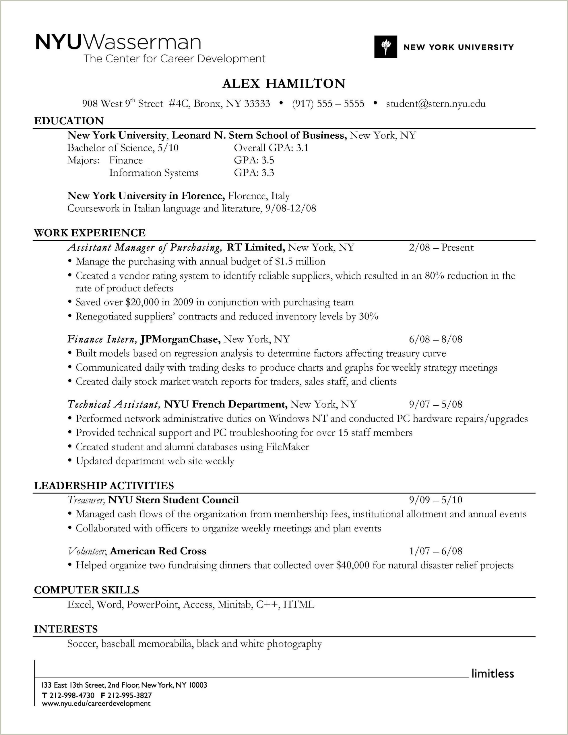 Fresher Resume Format For Jobs In Us