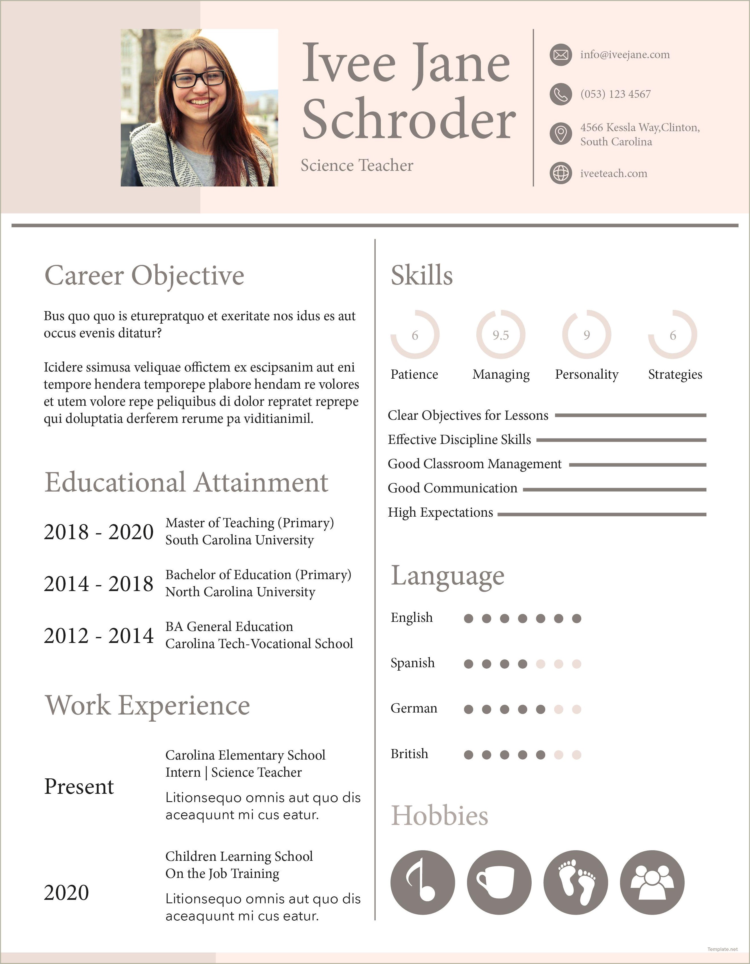 Fresher Teacher Resume Format In Word