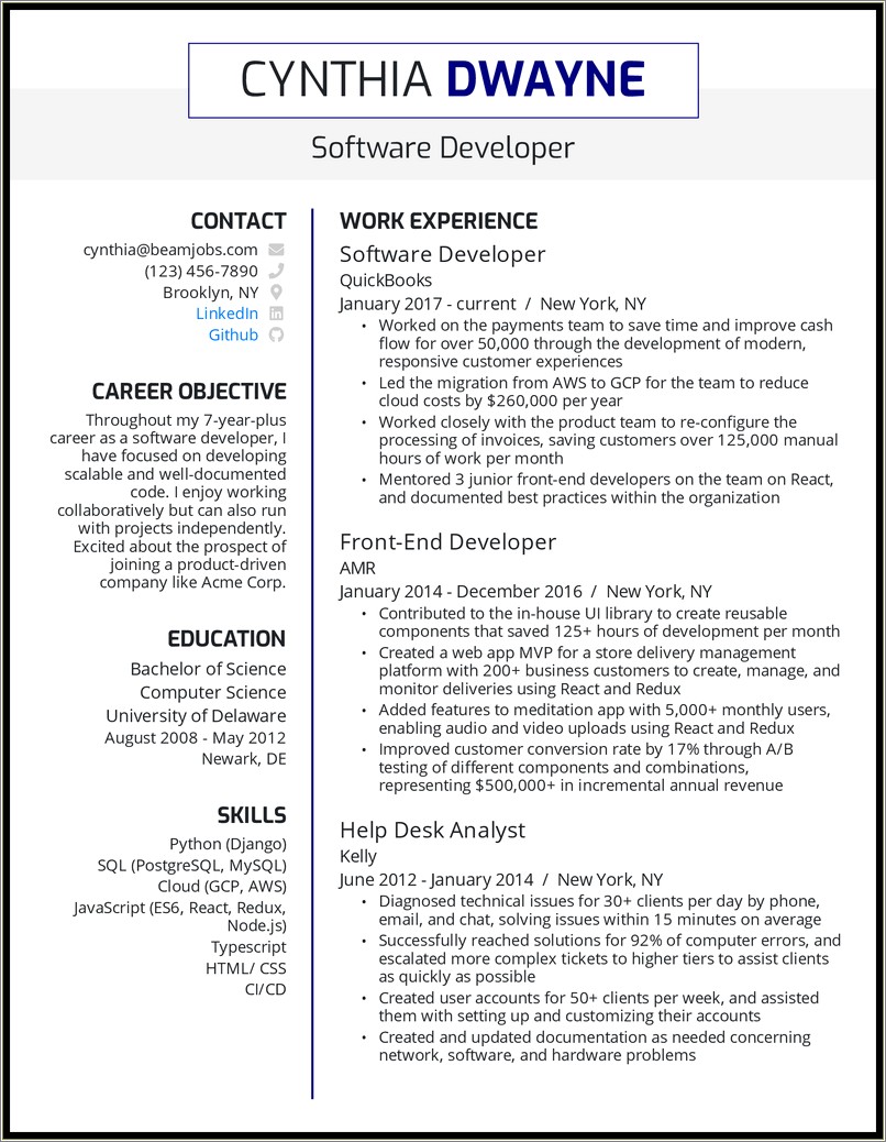 Front End Engineer Resume Examples