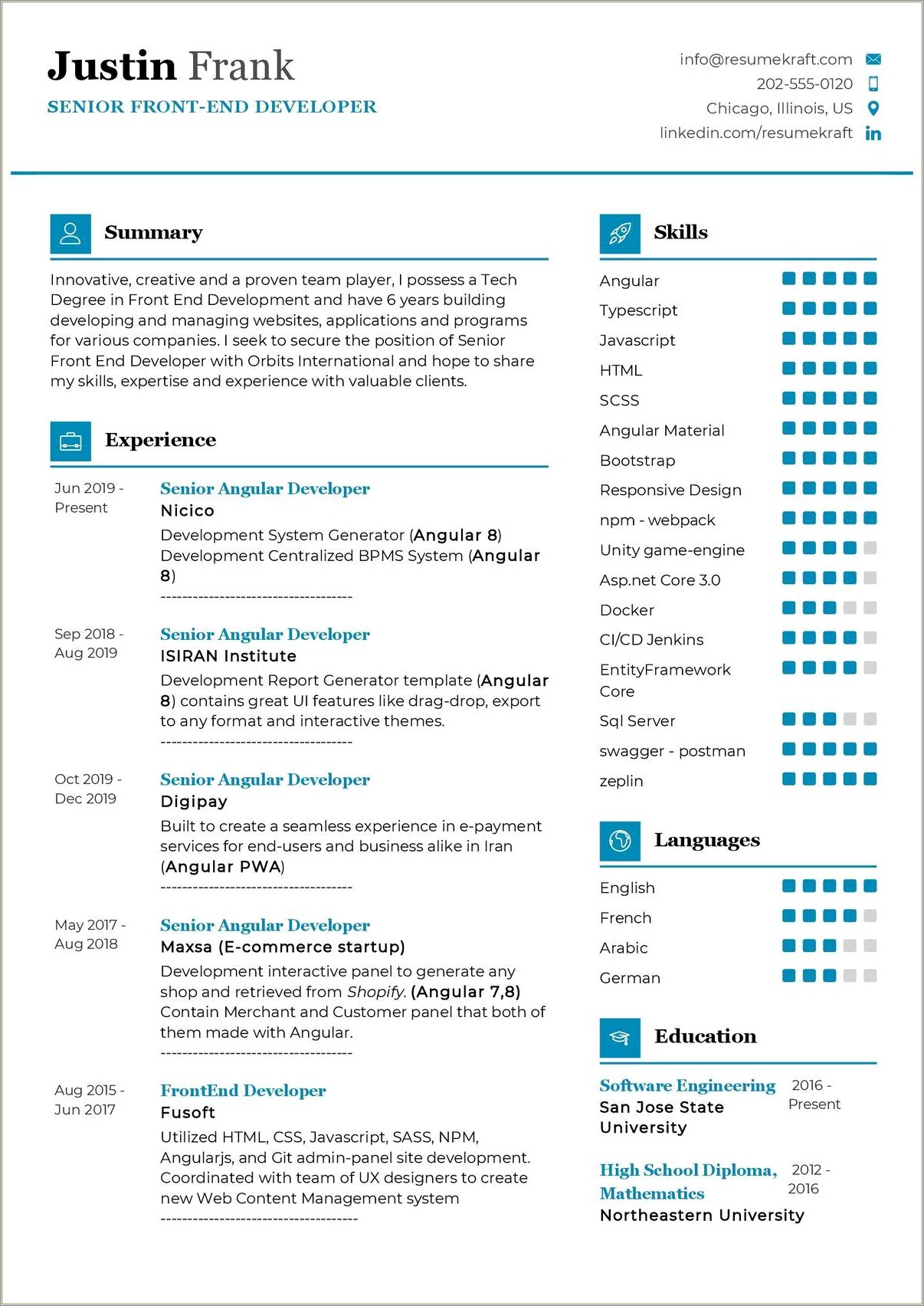 Front End Ui Developer Sample Resume