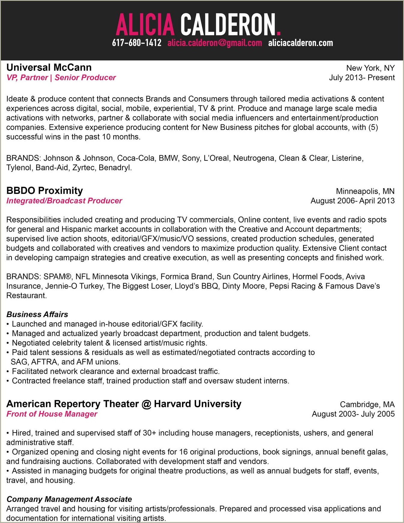 Front Of House Manager Arts Resume
