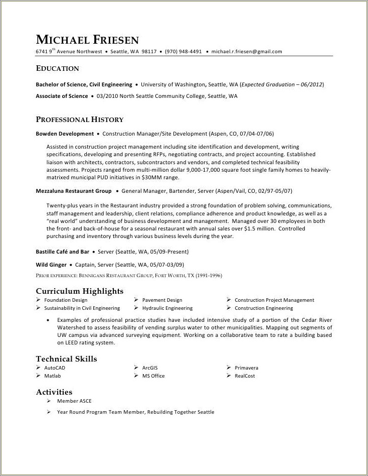 Front Of House Manager Qualities For Resume