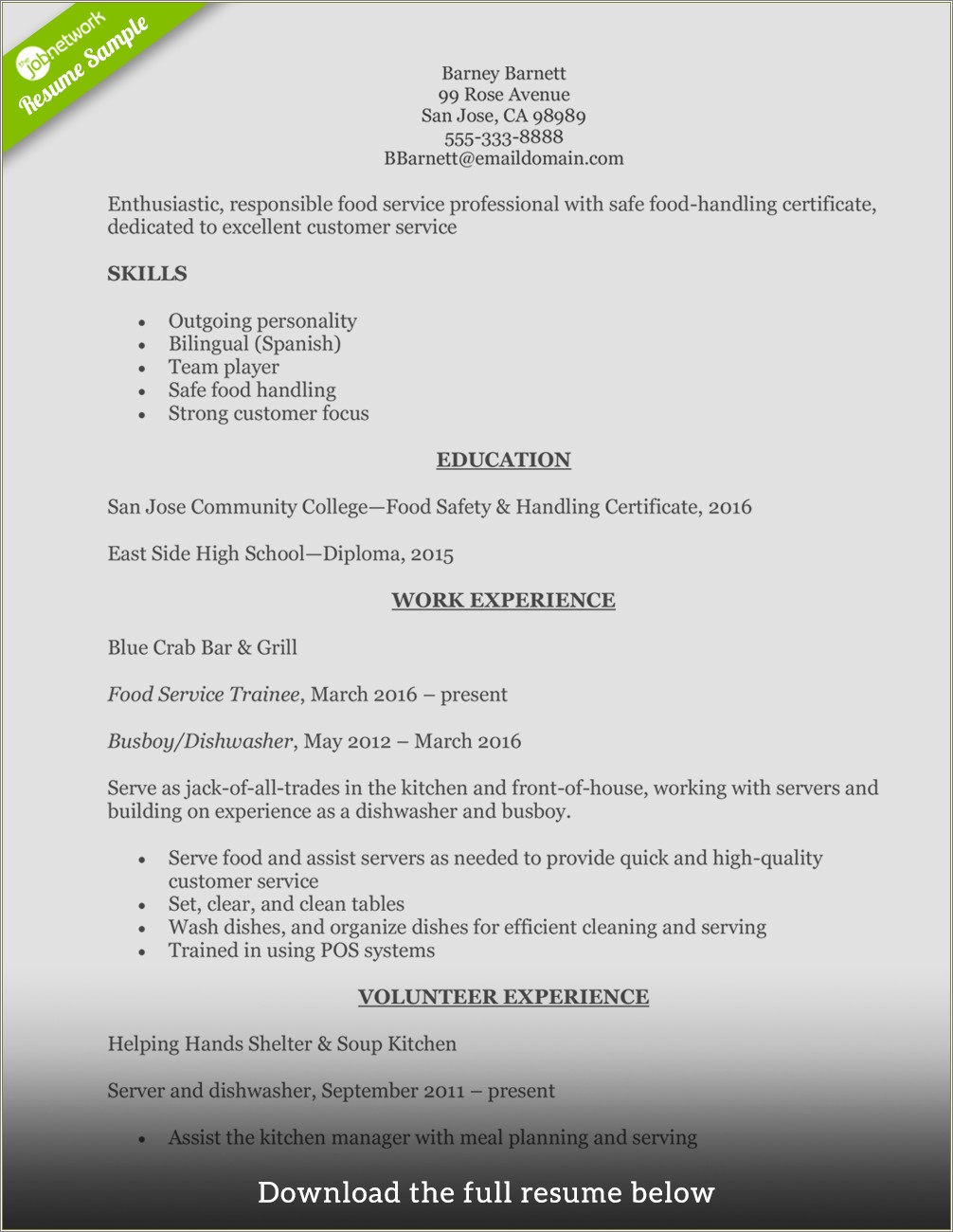 Front Of House Manager Resume Examples