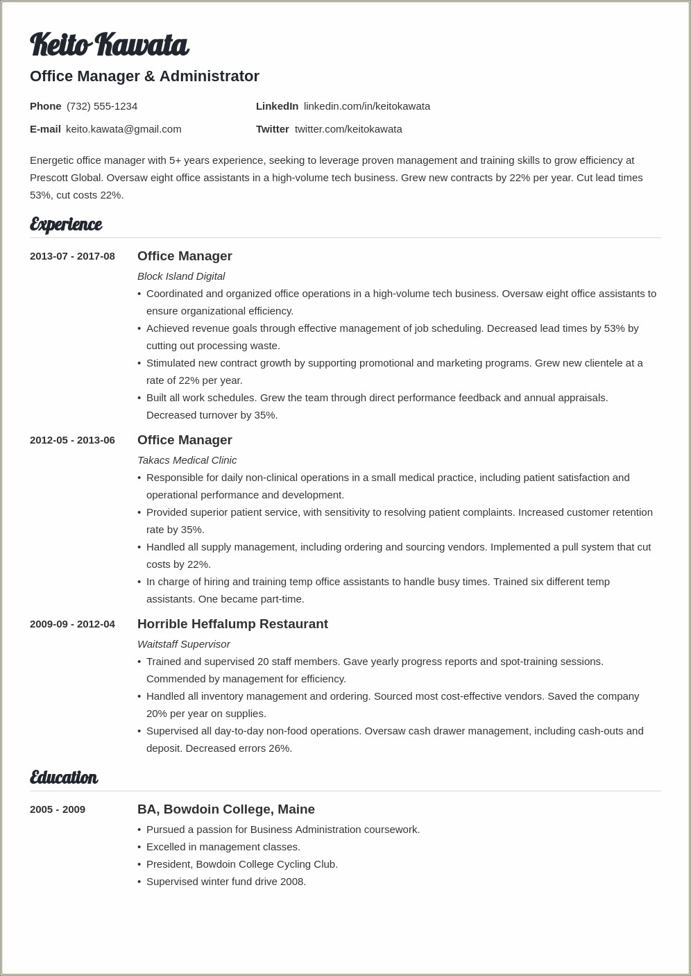 Front Office Manager Duties For Resume