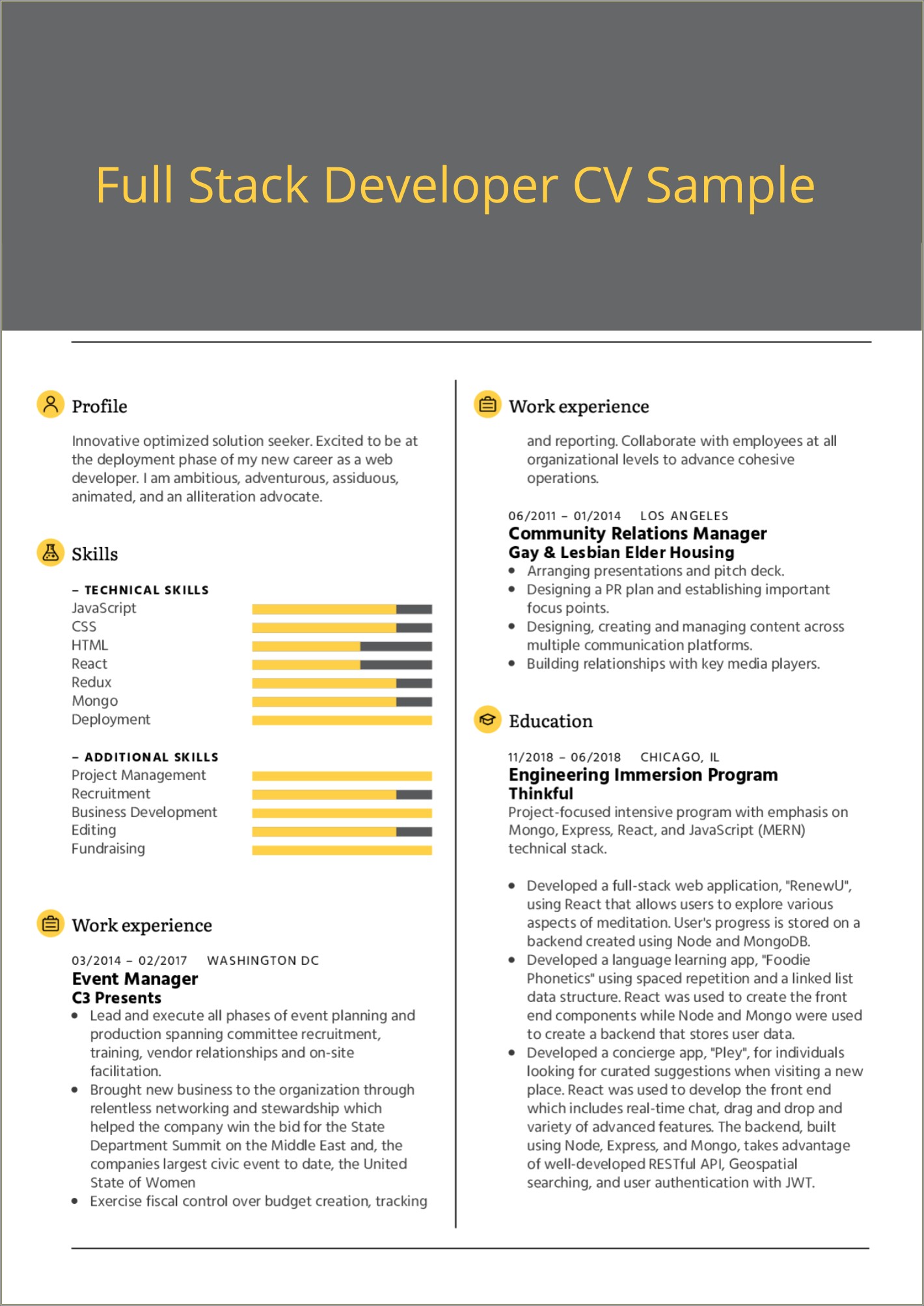 Full Stack Developer 7 Years Experience Resume