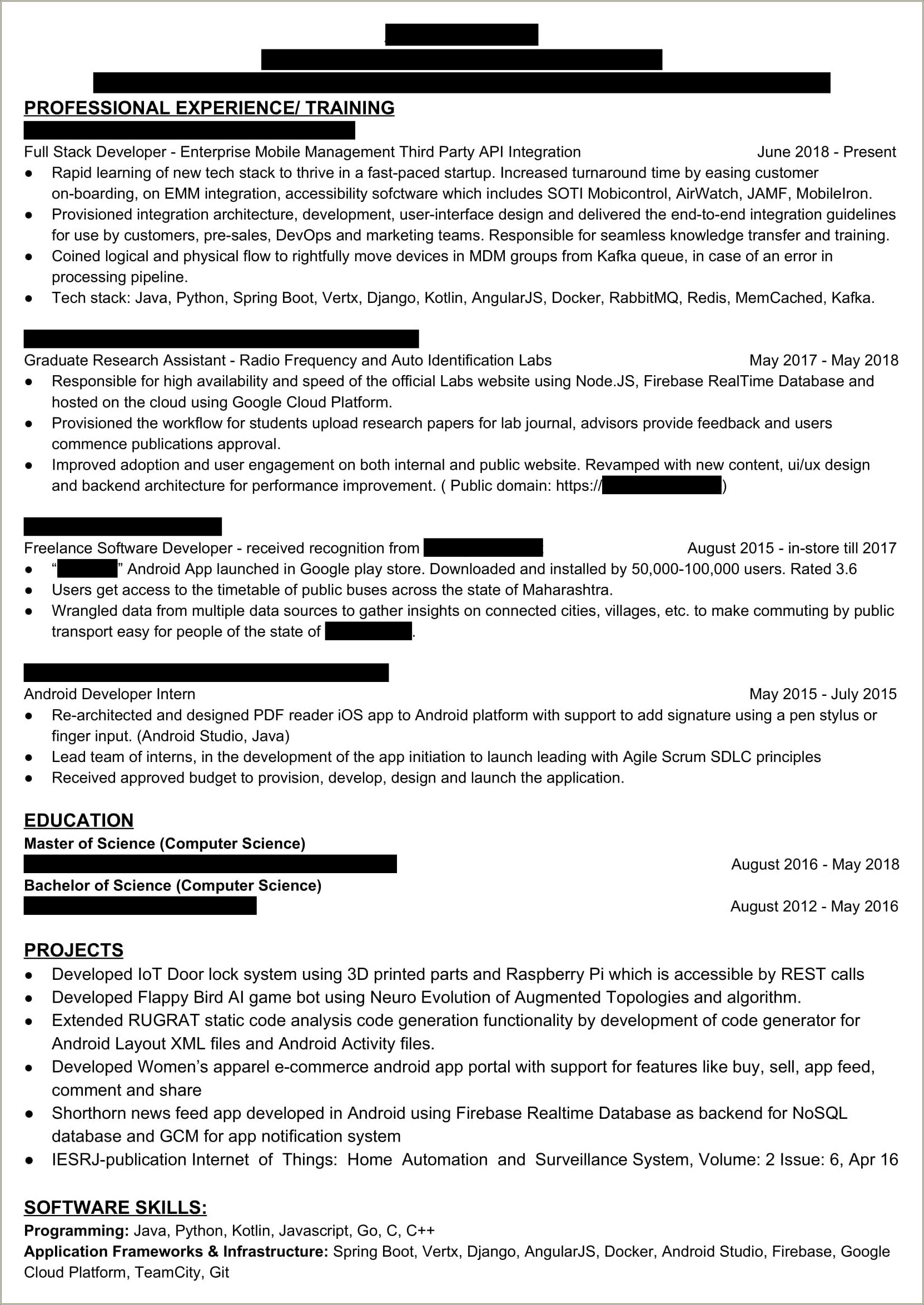 Full Stack Developer Resume For 2 Years Experience