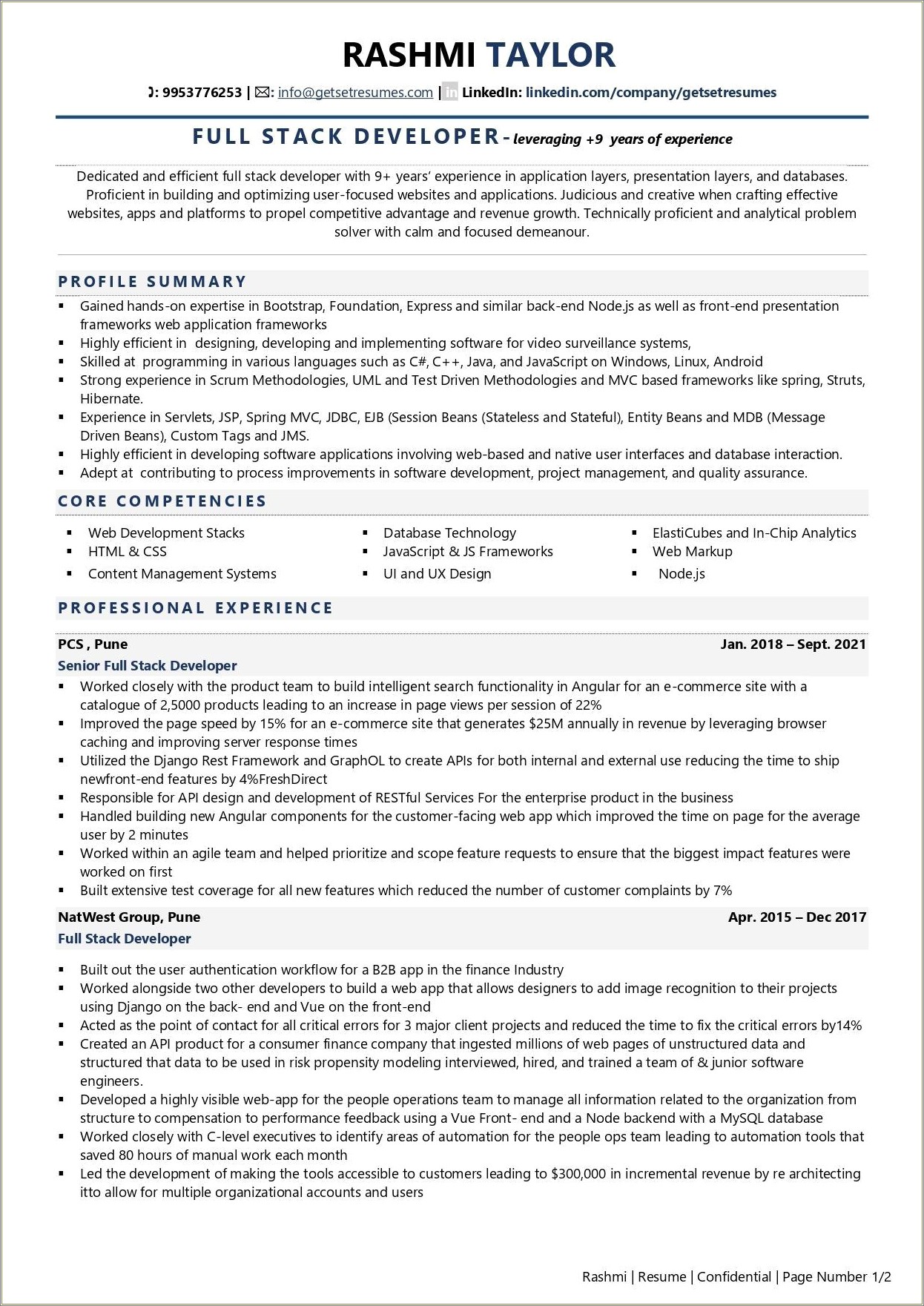 Full Stack Engineer Resume Examples