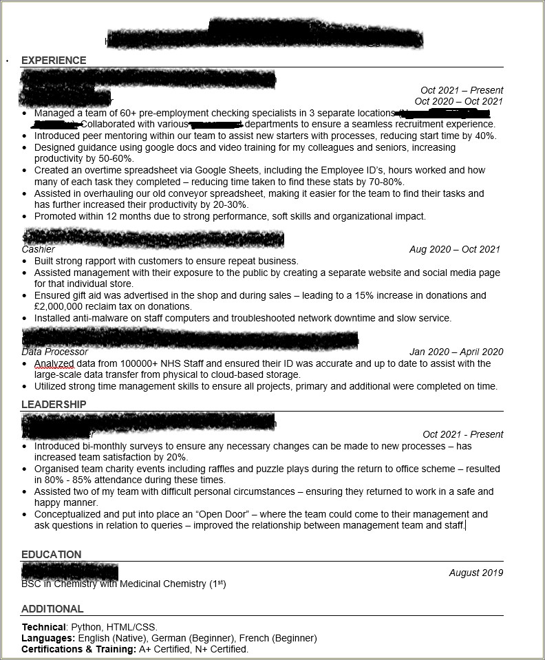 Function Resume For No Work Experience Reddit