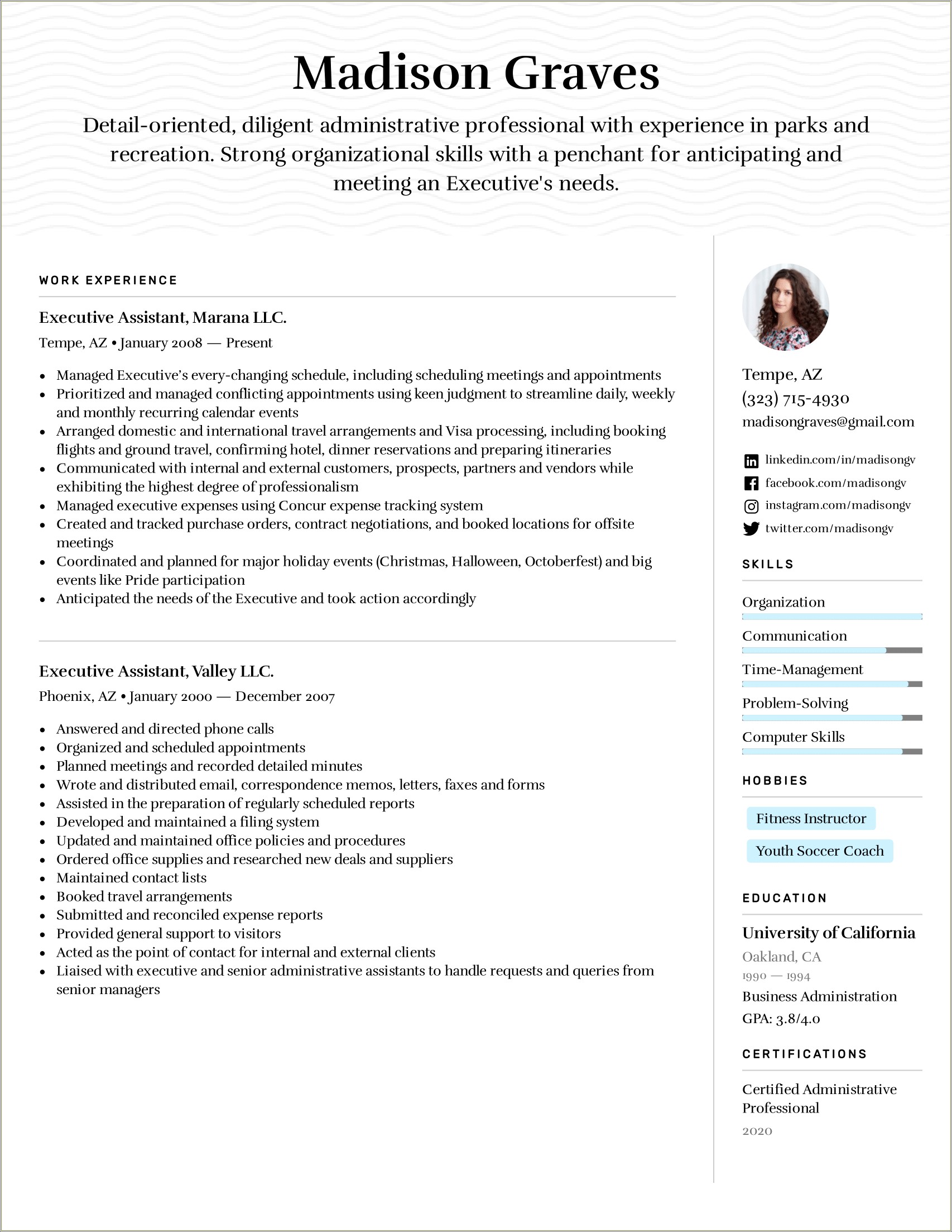 Functional Resume Example For Executive Assistant