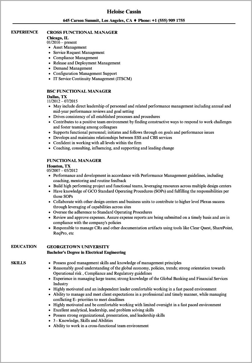 Functional Resume Examples 2016 For Experienced