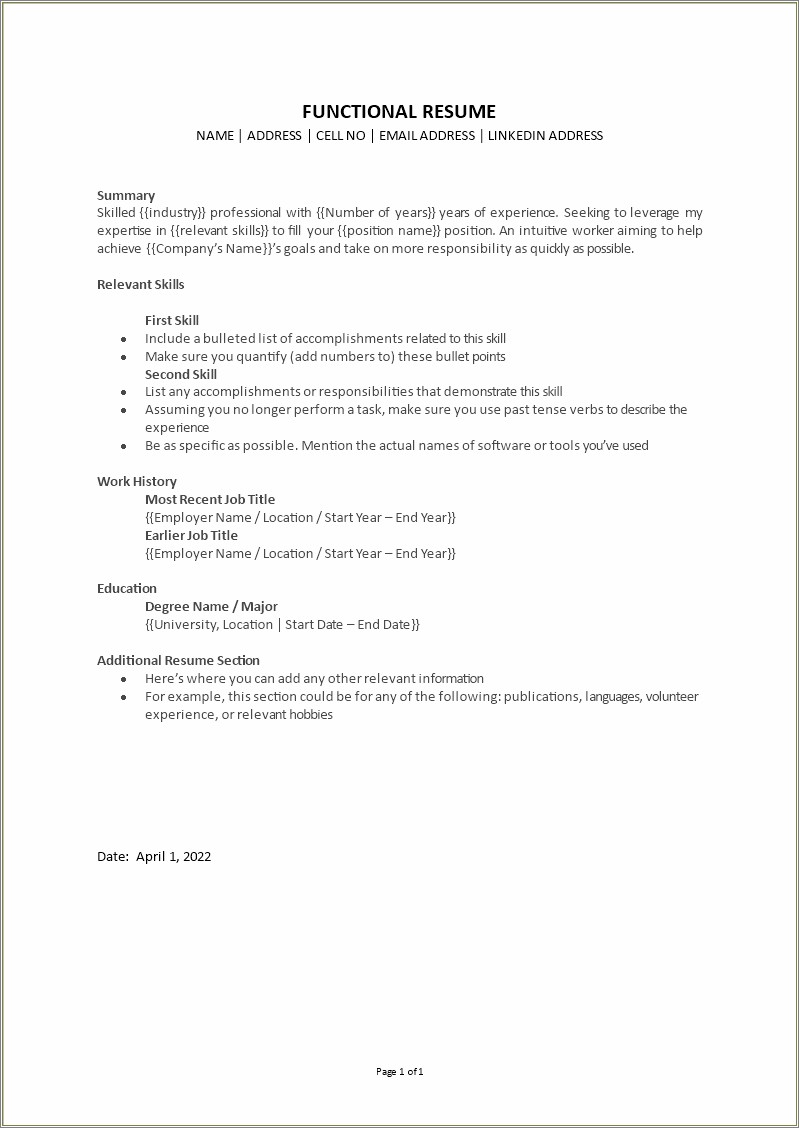 Functional Resume For Someone With No Job Experience