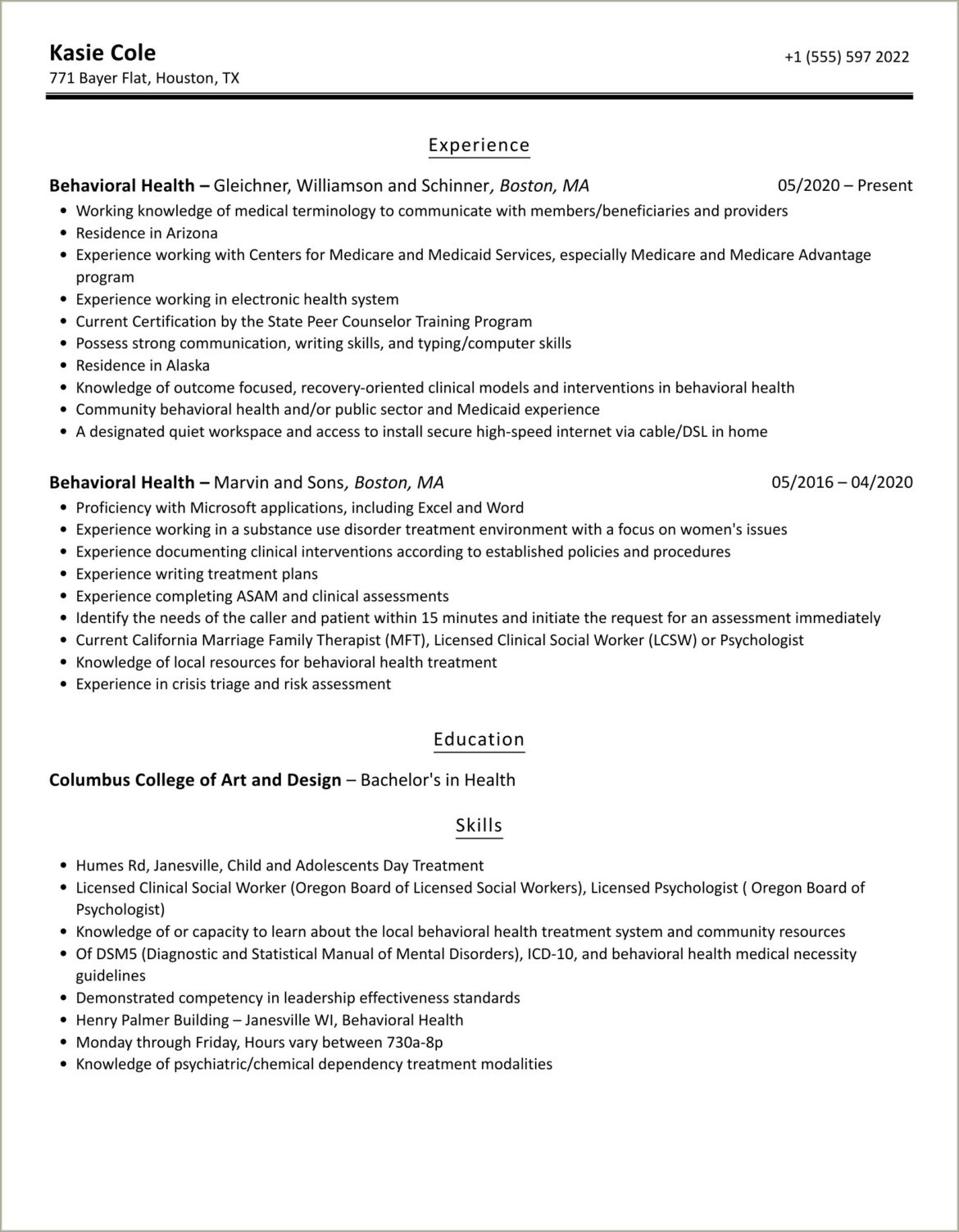 Functional Resume Sample Behavioral Health Tech Bilingual