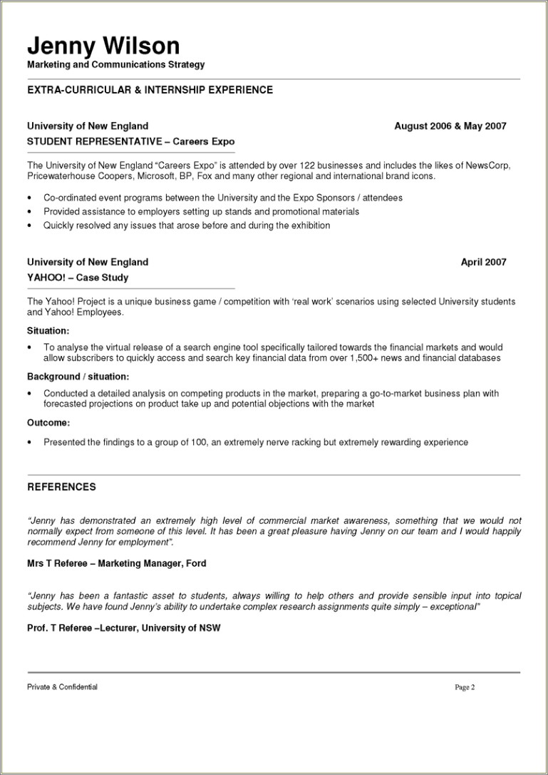 Functional Resume Sample Marketing And Public Relations