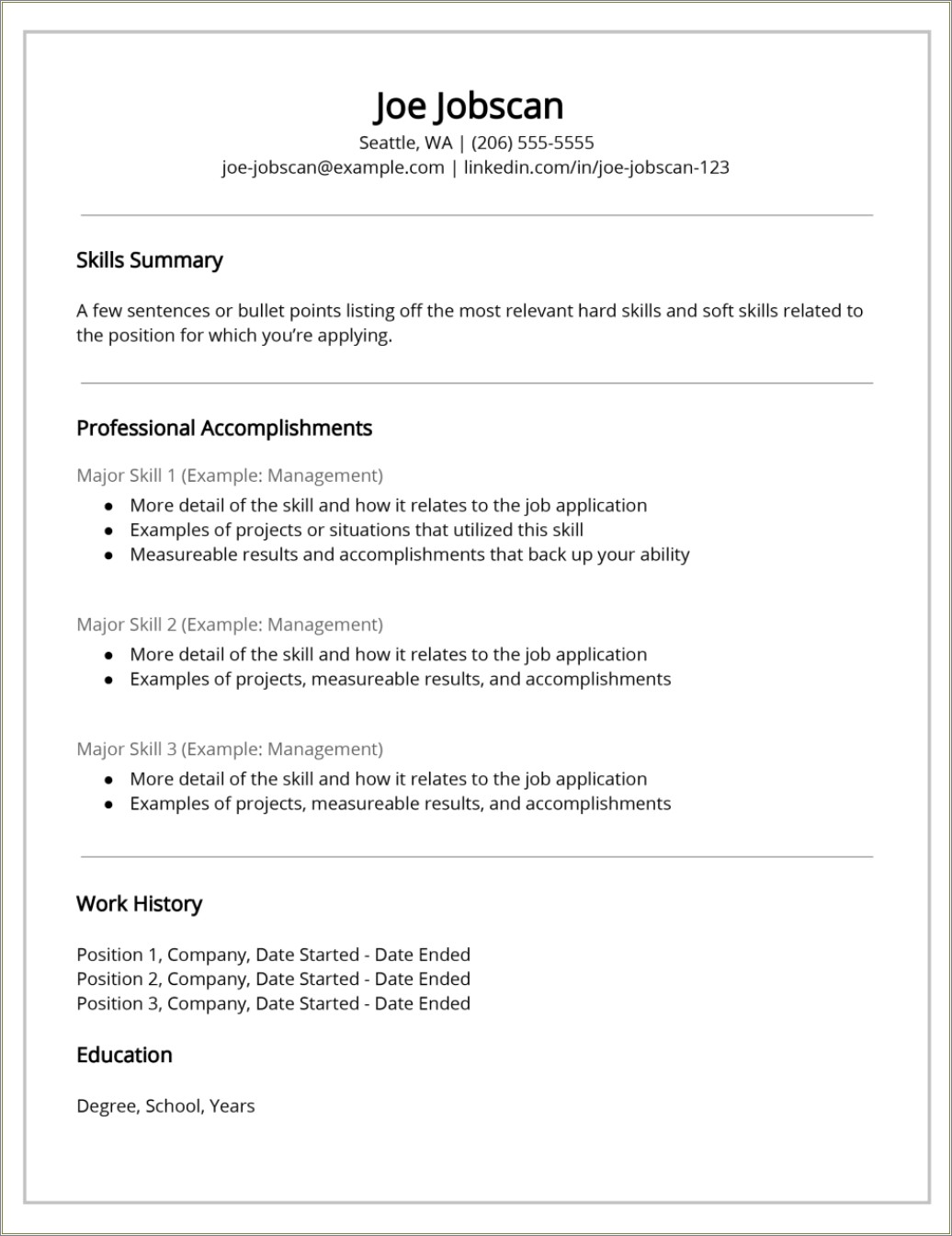 Functional Resume Strong Organizational Or Management Skills Examples