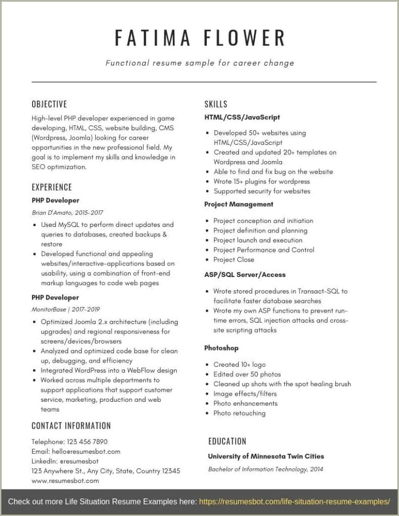 Functional Resume Template Career Change 2019