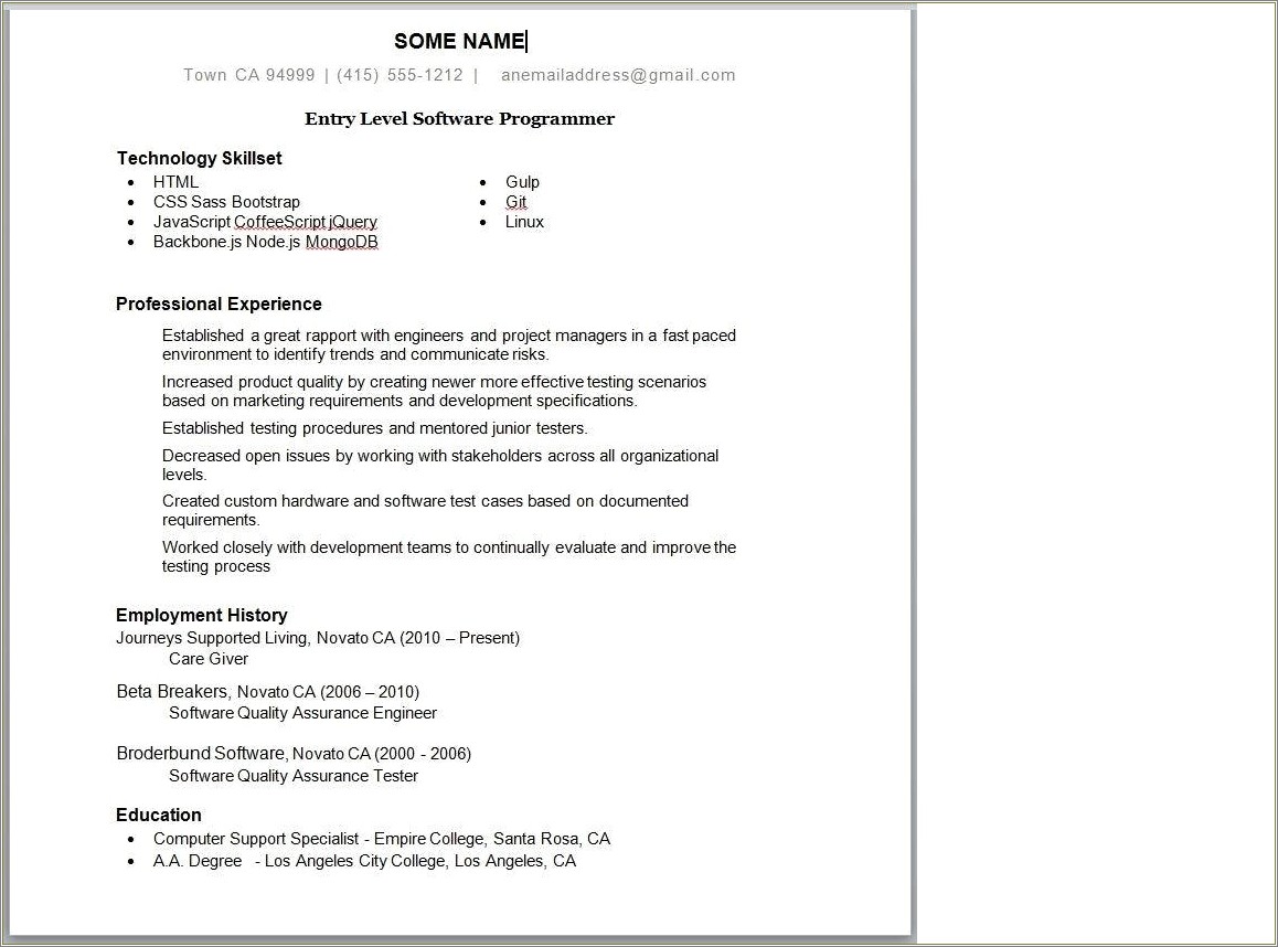 Functional Resume With No Work Experience