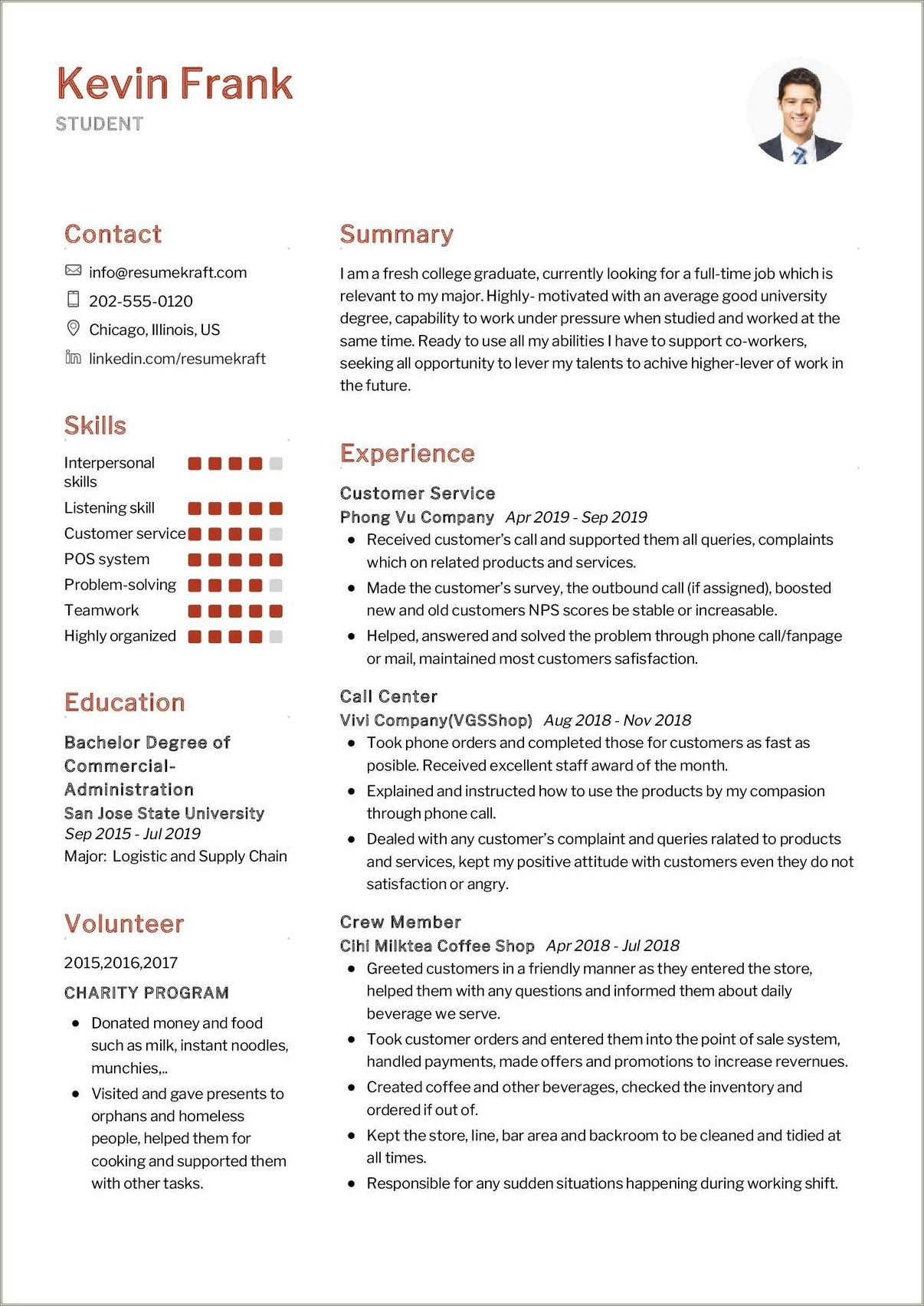 Fundraising Call Center Description For Resume