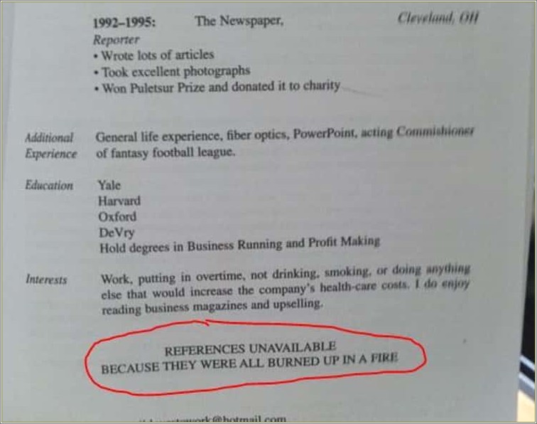 Funny Things Not To Put On A Resume