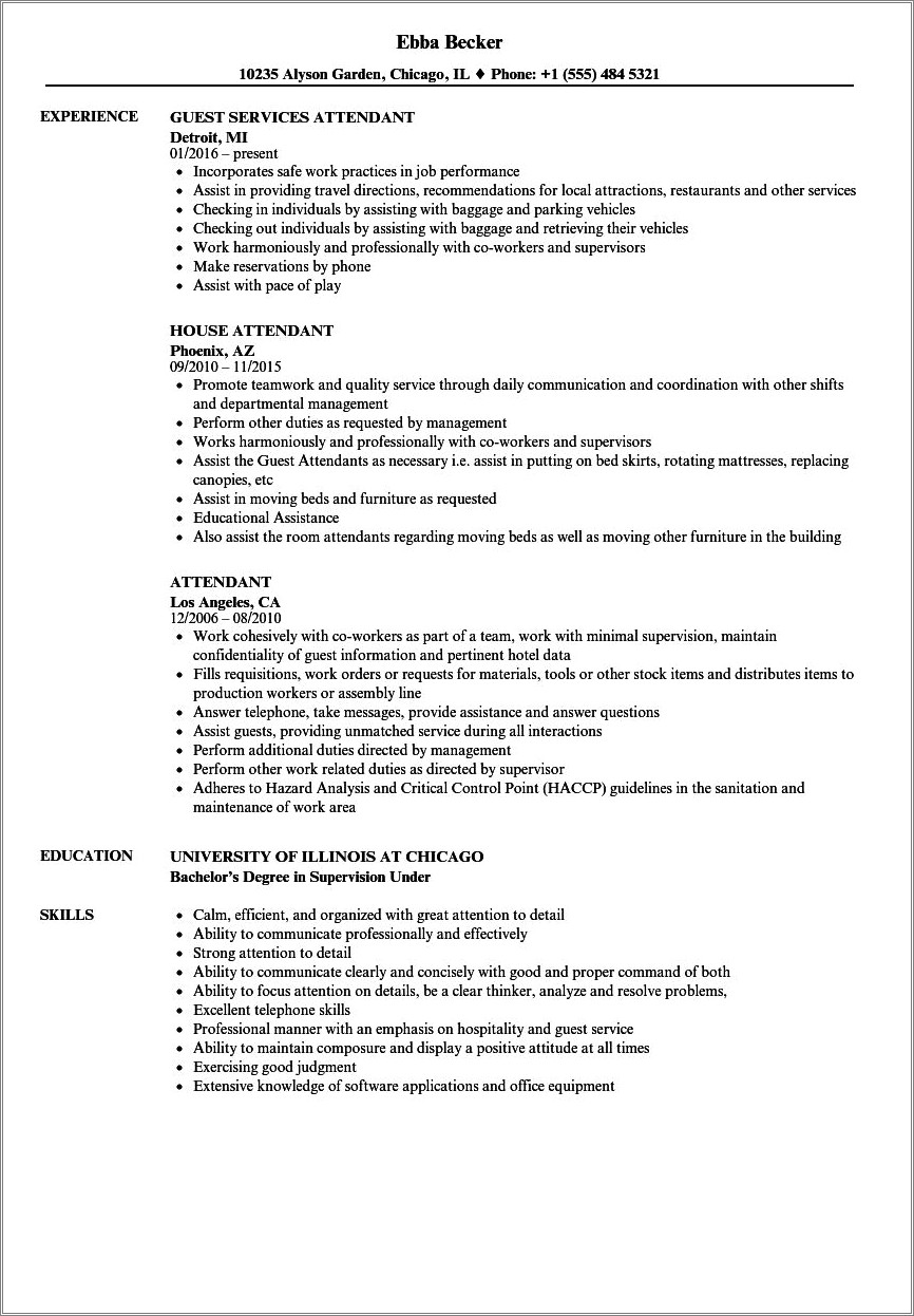 Gas Station Attendant Work Experience Resume