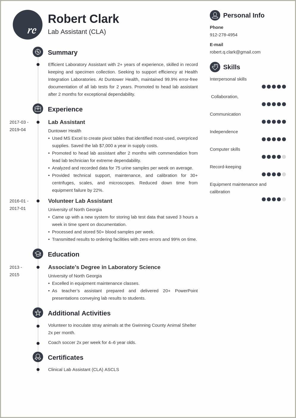 General Lab Skills For Resume Biology