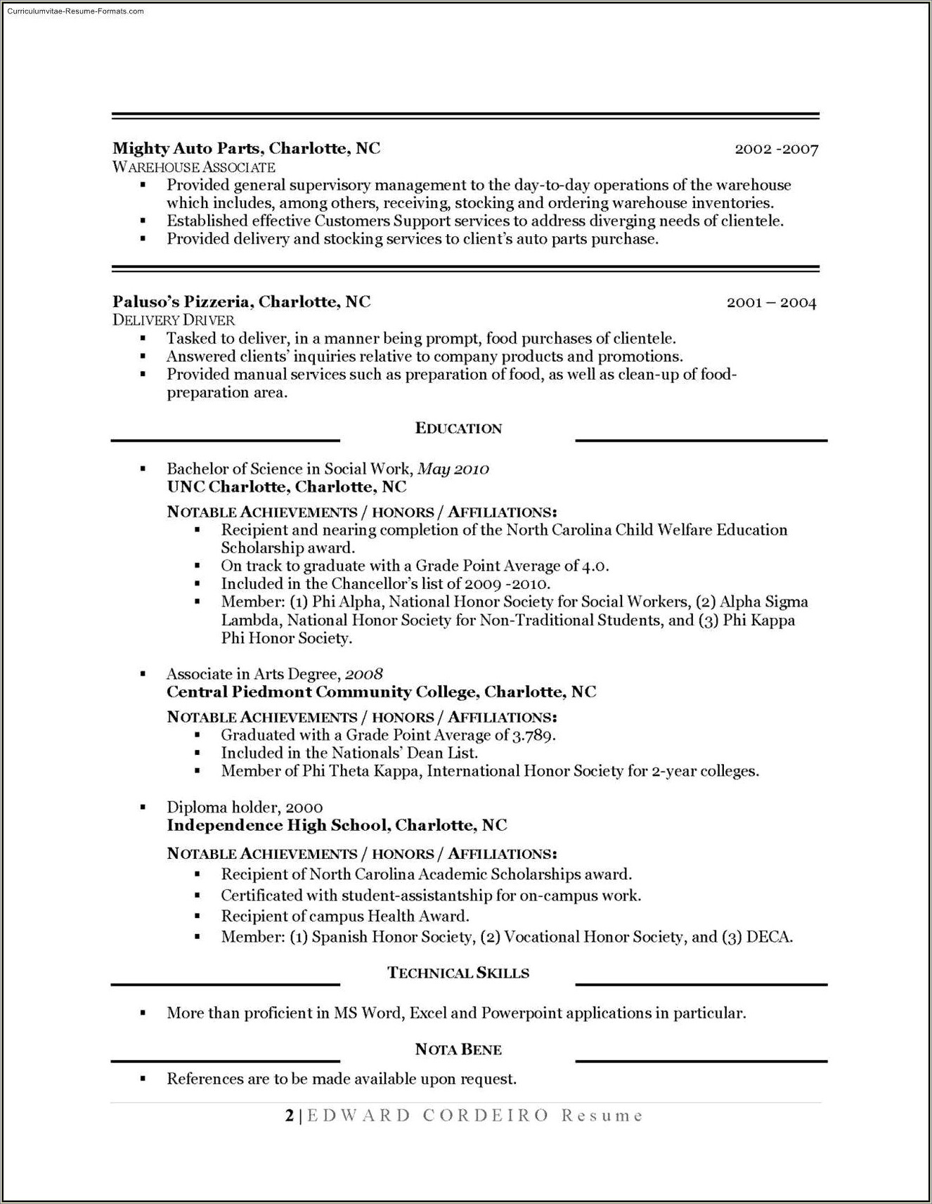 General Management Opening Statement For Resume
