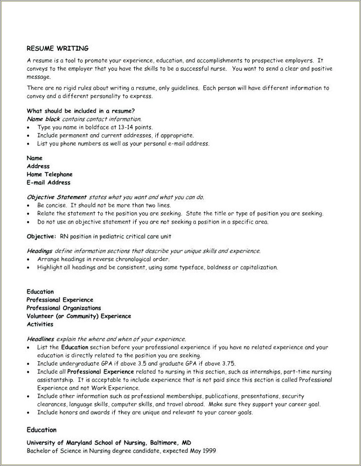 General Objective For Resume With No Experience