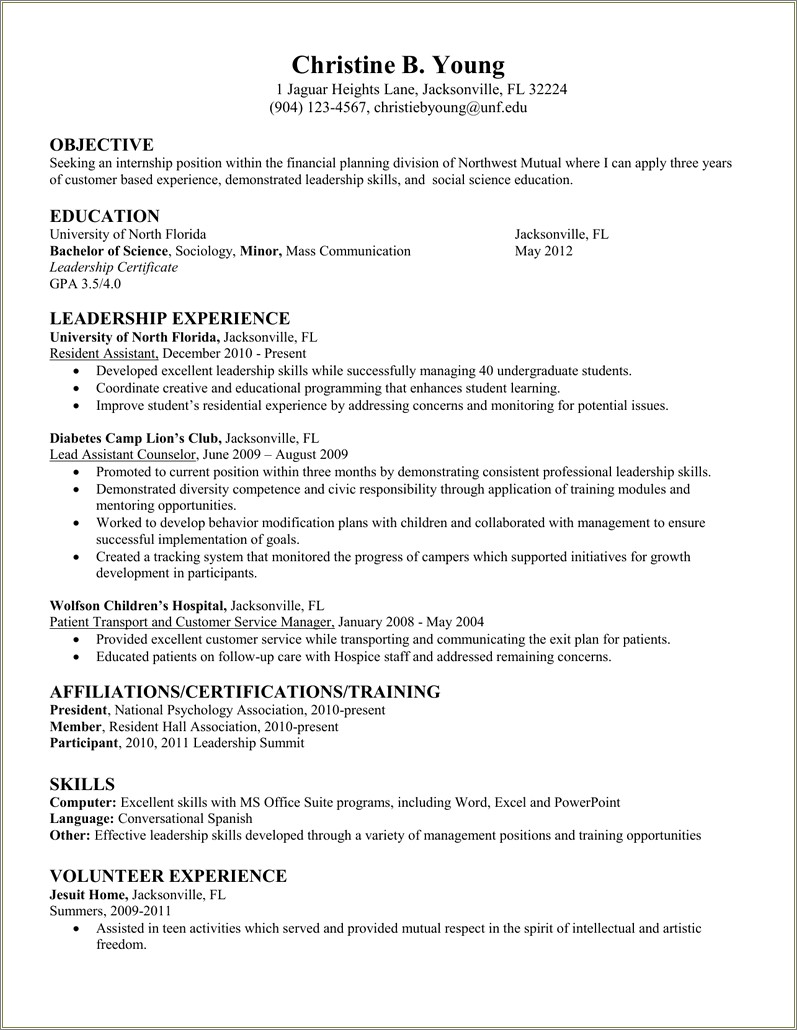General Resume Objective Examples For An Ra