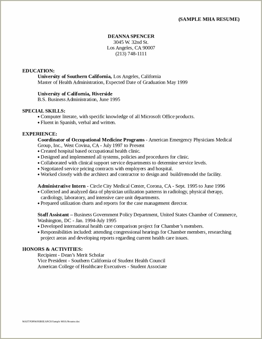 General Resume Objective Examples For Healthcare