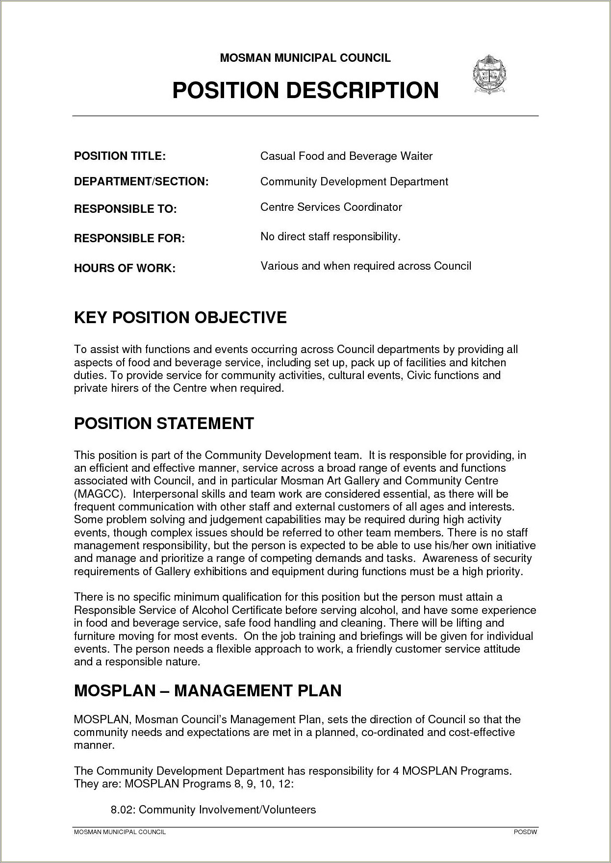 General Resume Objective Examples For Service Crew